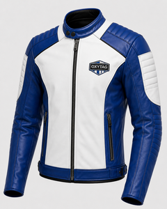 High Quality Custom Men's Genuine Leather <b>Racer</b> Motorcycle <b>Jacket</b> Windproof Flame-Retardant CE Protection Outdoor Fashion - Product Image 1