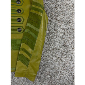 Veste en cuir 100% HAUTE QUALITÉ verte, style gothique punk Napoléon, pour hommes, taille XL, vente en gros d'usine, OEM ODM - Product Image 4