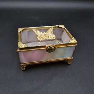 Butterfly Design Luxury Stained <b>Glass</b> Jewelry Box with Silver Metal <b>Frame</b> Customizable Trinket Storage Gift <b>for</b> Home Decor - Product Image 4