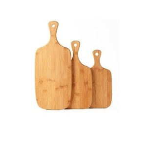 Tabla de cortar ovalada de madera con mango, acabado natural, madera de acacia, bloque de corte para cocina - Product Image 2