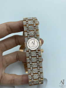 AARVA JEWELS นาฬิกาควอทซ์สุดหรูสำหรับผู้ชาย ทองเหลืองประดับเพชร ขนาด 26 มม. สายแบบอนาล็อก ตัวล็อคแบบซ่อน สายขนาด 20 มม. นาฬิกาวินเทจโครโนกราฟ - Product Image 4