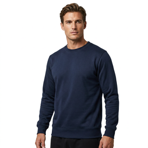 Men's <b>Navy</b> Blue Crew Neck Pullover Sweatshirt Regular Fit Knitted Solid Color Casual Long Sleeve <b>Top</b> - Product Image 6