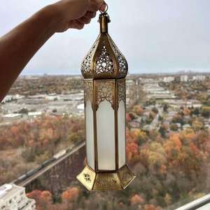 Moroccan Style Metal And Glass Luxury Ramadan <b>Lantern</b> Hanging <b>Lanterns</b> <b>Candle</b> <b>Holder</b> For Eid Decoration Items Cheap Price - Product Image 5