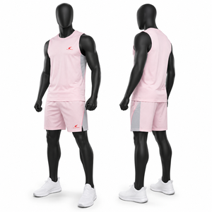 Conjunto de Camiseta sin Mangas y Pantalones Cortos Deportivos de Secado Rápido, Cuello Redondo, Tejido de Poliéster, Ropa de Gimnasio - Product Image 1