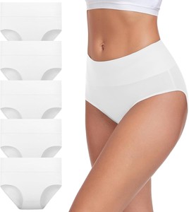Braguitas de Algodón Elástico con Lazo Floral de Cintura Alta para Mujer, Ropa Interior Cómoda de Cobertura Total, Suave, Transpirable y Ecológica - Product Image 1