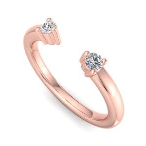 Anillo abierto de oro rosa de lujo con diamantes de corte brillante en forma de pera y redondos, minimalista, ajustable, apilable, joyería de moda para mujer. - Product Image 1
