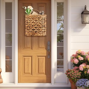 Cesta Colgante de Jacinto de Agua Natural para Pared, Cesta Tejida Multiusos para Puerta Principal, Hogar, Jardín, Despensa, Estilo Rústico - Product Image 2