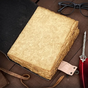 Grimoire en cuir artisanal avec sept pierres des chakras et motif Arbre de Vie, bord festonné, journal cadeau pour Wicca et sorcières - Product Image 6