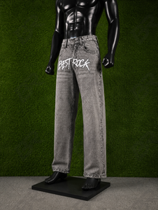 Meilleurs Jeans Droits Imprimés Effet Vieilli Taille Moyenne en Denim Délavé Style Streetwear pour Hommes - Product Image 4