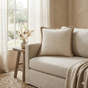 Housse de coussin carrée en lin et coton rayé, fermeture à rabat, style bohème, lavable, décorative, en coton et fil de poly bulla - Product Image 6