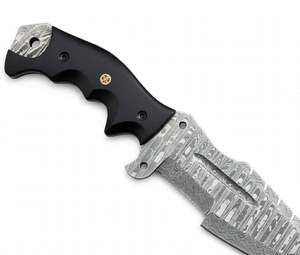 Couteau de cuisine utilitaire artisanal en acier Damas, manche noir G10, outil de préparation - Product Image 3