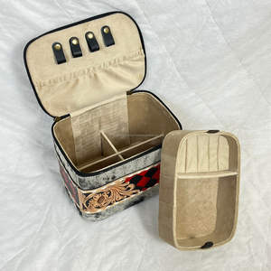 Estuche de Almacenamiento de Joyas de Cuero Genuino Hecho a Mano por Diseñadores, Nueva Llegada, Patrón a Cuadros, Organizador de Viaje, Expo de Marzo - Product Image 6