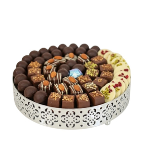 Bol à chocolat rond en acier inoxydable de luxe avec finition argentée polie, plateau à dessert gourmet fait main pour la décoration de mariage et d'hôtel - Product Image 1