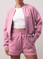 Ensemble d'été pour femme de haute qualité, rose fardé, style décontracté, veste ample et short, ensemble 2 pièces d'été pour femme, ensemble short pour femme avec fermeture éclair intégrale