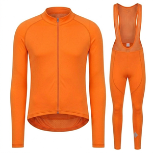 Ensemble cycliste homme orange personnalisé, séchage rapide, respirant, maillot de sport, kit maillot et cuissard, cuissard avec coussinets en gel, service OEM - Product Image 1