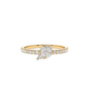 Anillo de diamante Natural de oro de 14 quilates de alta calidad, anillo de compromiso de diamante con forma de pera, anillo de boda minimalista para mujer - Product Image 1