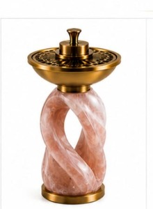 Stainless Steel Incense Burner <b>Bakhoor</b> Burner <b>Oud</b> Burner Charcoal Burner Aroma Burner Pink Marble Burner Twist Design Burner - Product Image 2