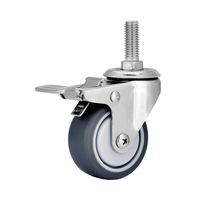 Roulettes industrielles pivotantes en acier inoxydable de 2 pouces (50 mm) avec frein, roulement à billes, pour chariot, personnalisables OEM