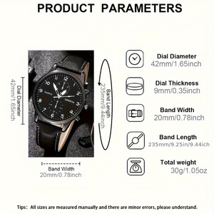 5pcs/set <b>Black</b> Men <b>Watch</b> Set Fashionable Man <b>Watches</b> With Leather Bracelets - Product Image 6