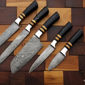 ชุดมีดเหล็กดามัสกัส LEGACY BLADES 5 ชิ้น 67 ชั้น ขัดเงา ใบมีดตรง ใช้ได้ทั้งมือซ้ายและขวา ด้ามไม้ ทนทาน ใช้งานได้ยาวนาน - Product Image 4