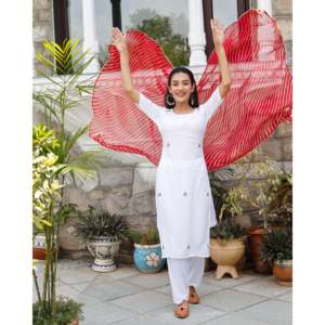 Conjunto de Traje Blanco Recto de Tela Crepé de Rayón Transpirable para Mujer, Talla XS - Product Image 3