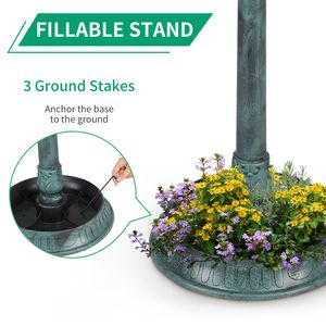Abbeveratoio per Uccelli Rotondo in Plastica 51*51*106cm con Luce Solare Verde Scuro per il Giardino - Product Image 4