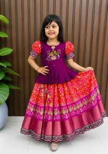 Conjunto de Lehenga para niñas con estampado de bloques, dupatta bordada, blusa de lunares, atuendo tradicional indio, ropa para festivales, ropa infantil. - Product Image 3