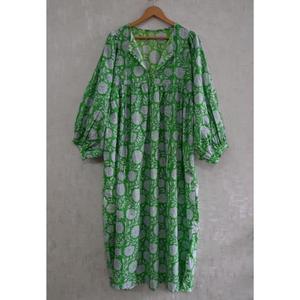 Vestido de Verano Boho para Mujer, de Algodón, con Estampado a Mano, Ligero, Transpirable, Lavable, Cintura Natural - Product Image 3