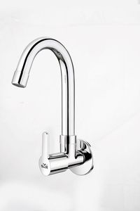 Zinc Alloy Sink Cock Chrome Finish Wall Mounted Kitchen <b>Tap</b> Swivel Spout Cold Water Basin Faucet Durable Plumbing Utility Valve - Product Image 2