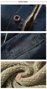 Chaqueta de mezclilla de lana de invierno para hombre, abrigo vaquero de estilo bombardero informal cálido, ropa de calle de Vaquero de algodón, ropa de mezclilla - Product Image 6