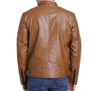 Chaqueta de cuero elegante para hombre, más vendida, con decoración de piel, logotipo personalizado, diferentes colores - Chaqueta para hombre al mejor precio - Product Image 4