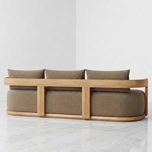 Juego de Sofás de Madera de Teca Sólida Estilo Japandi, Sofá Curvo Moderno Tapizado, Sillón, Mesa de Centro, Muebles para Sala de Estar de Fábrica - Product Image 2