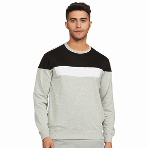 Men's Gray And Black Spliced Pullover <b>Sweater</b> With Full Sleeve And Solid Color Joggers <b>Set</b> For Autumn Wear - Product Image 3