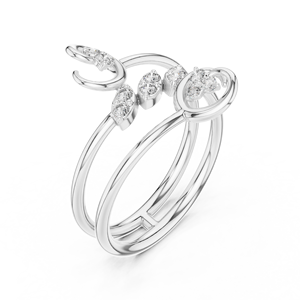 Anillo de banda abierta de oro amarillo macizo de 14k para mujer, minimalista, con piedras cultivadas en laboratorio de corte brillante redondo, para uso diario, apilable - Product Image 6