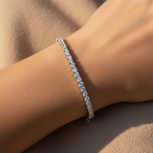 9.27CTW 18k <b>Gold</b> Plated Round Prong-<b>Set</b> E Color for Certified Unisex Diamond Tennis Bracelet - Product Image 6
