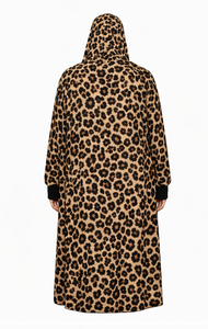 Custom Women's Jersey Leopard Print Abaya | OEM Long Sleeve Cheetah Print Modest A-Line with Natural Waistline for Bulk Orders - Product Image 5