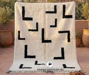 Tapis en laine moderne noué à la main de style marocain, prix d'usine personnalisable, pour intérieurs et maisons de luxe, fabriqué à la main en Inde - Product Image 1