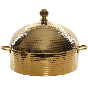 Casserole en acier inoxydable blanc et or avec couvercle, récipient isotherme pour servir les aliments chauds, pour la maison et l'hôtel - Product Image 4