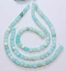 Cuentas facetadas de ópalo peruano natural AAA de 7-8 mm, forma de caja 3D, cuentas de ópalo de Perú de 8 pulgadas para la fabricación de joyería. - Product Image 1