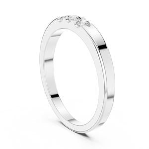 Bague solide en or blanc 18 carats plaqué rhodium avec trois diamants de laboratoire taillés, pour usage quotidien, événements glamour, cadeaux de Saint-Valentin, mariages - Product Image 2