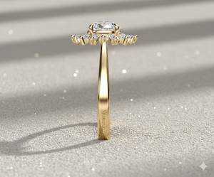 Bague de fiançailles Stonewels Baguette Diamond Halo Ballerina, style vintage, sertie de griffes, certifiée unisexe - Product Image 3