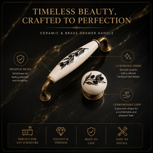 Luxury Olive Branch Ceramic Drawer Handle and Knob <b>Set</b> Decorative Cabinet Pull Premium quality Furniture Hardware for <b>Wardrobes</b> - Product Image 5