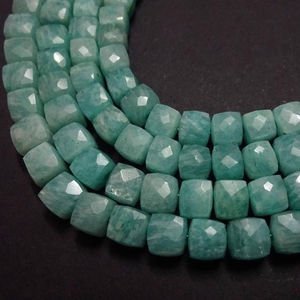 7mm 8mm Natural <b>Blue</b> Amazonite Stone Faceted Box Cube Gemstone <b>Beads</b> New Stock Latest Design for Jewelry Making Trending Deals - Product Image 3