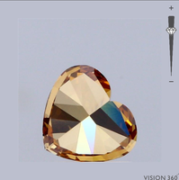 Diamant CVD de laboratoire de forme cœur, couleur marron fantaisie, certifié IGI |   Diamants de laboratoire en vrac VS1 |   Pierre pour la fabrication de bijoux personnalisés