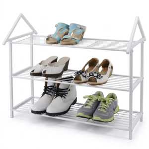 Elegant 2 Tier White Metal Shoe <b>Rack</b> Organizer with Decorative Scrollwork Design for Flats Sneakers and Boots - Product Image 3