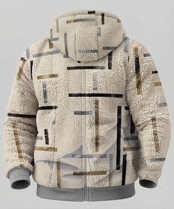 Men's Women Winter Premium Cotton Fleece <b>Sherpa</b> Zipper Stand Collar Front Logo <b>Hoodie</b> & Matching Tracksuit Set - Product Image 2
