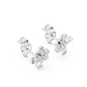 Juego de pendientes de diamantes cultivados en laboratorio con pétalos florales, engastados en oro blanco de 18 quilates, para mujer, para compromiso, boda, fiesta, regalo de San Valentín, uso diario - Product Image 3