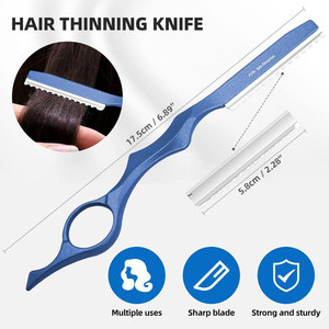 Tijeras de adelgazamiento de salón, tijeras rectas, herramientas, tijeras de corte de pelo, juegos de acero inoxidable, peluquería, instrumentos de belleza azules - Product Image 5