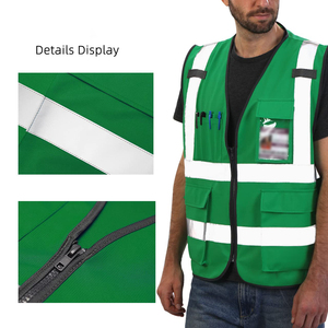 Chaleco de seguridad ajustable con rayas reflectantes de alta visibilidad para personal de mantenimiento, tripulaciones de limpieza, uniforme de gestión de instalaciones - Product Image 4