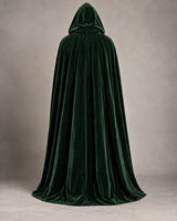 Cape à capuche unisexe en polyester vert foncé pour Halloween, style sorcière, médiéval, Renaissance, longue cape de costume pour TV, film, fantaisie, LARP, adulte